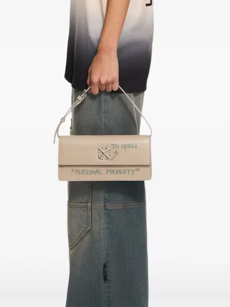 Geanta de piele Off-white din piele alb