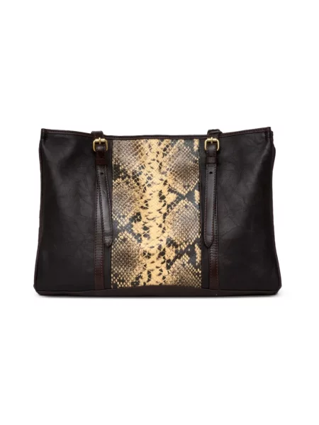 Shopperka Dries Van Noten skórzana brązowa