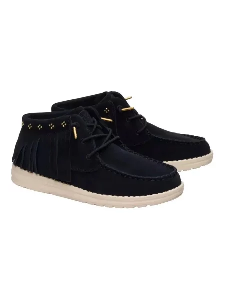 HeyDude Mokasyny WENDY MID FRINGE COWGIRL SUEDE czarne