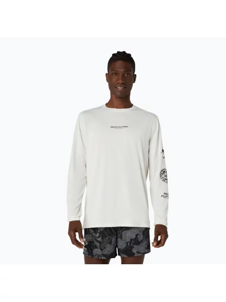 Běžecké tričko Longsleeve Asics Fujitrail Logo Ls Top Cream bílé