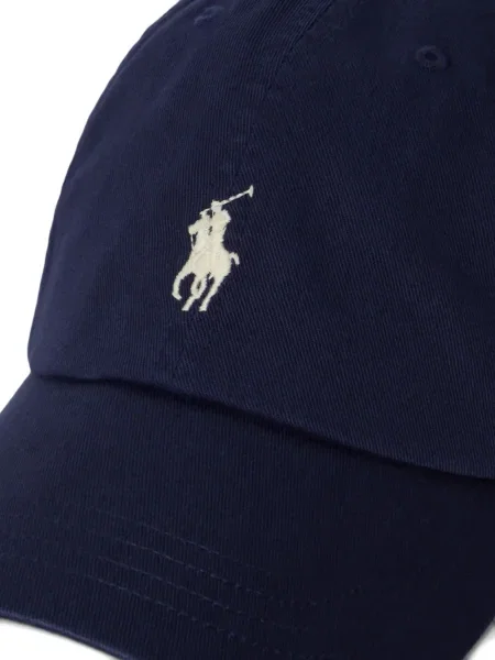 Lniana czapka z daszkiem Polo Ralph Lauren z okrągłym dekoltem niebieska