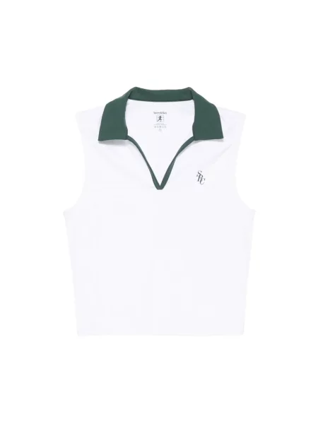 Koszulka polo Sporty And Rich z dekoltem w serek biała