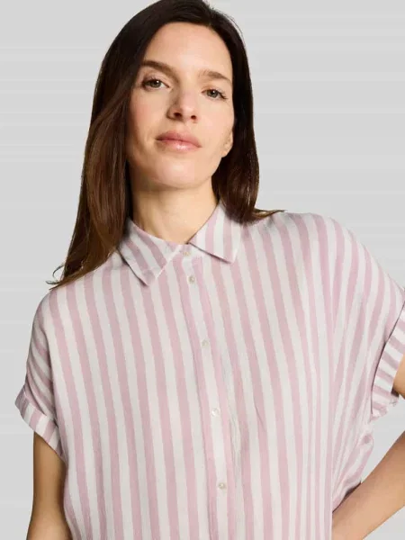 Bluzka o kroju regular fit z czystej Tom Tailor różowa