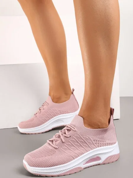 Pantofi Sport cu Inserții în Stil Șosetă cu Talpă Decorativă Moonlise roz