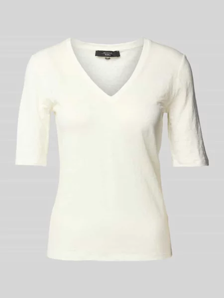 T-shirt z dekoltem w serek model ‘OPZIONE’ Weekend Max Mara niebieska