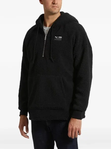 Fleece hoodie Puma με αυτόγραφο μαύρο