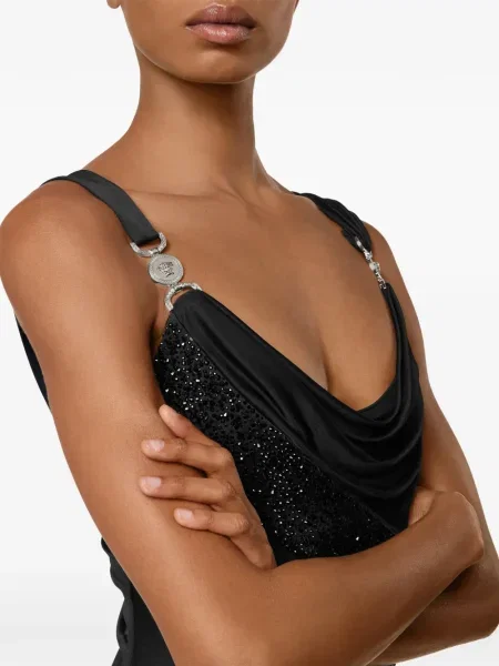 Rochie midi Versace până la genunchi de costum negru