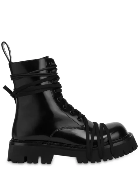 Botine Moschino cu șireturi din dantelă negru