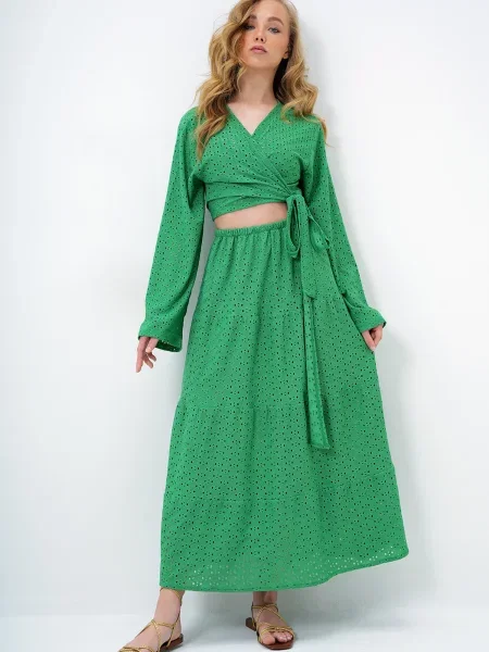 Trend Alaçatı Stili Fustă verde