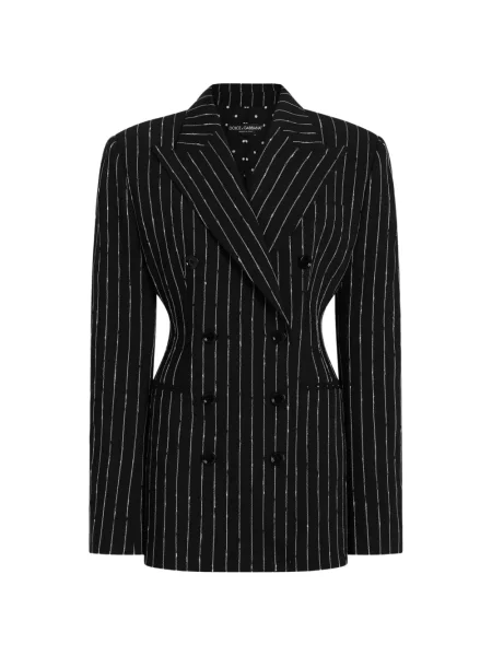 Geacă Dolce & Gabbana de lână cu două rânduri de nasturi negru