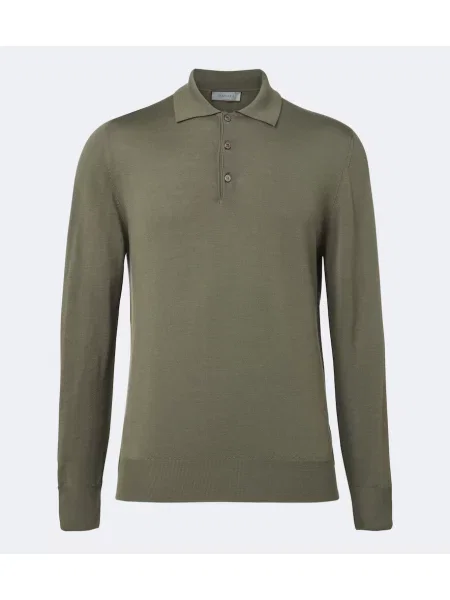 Tricou polo Canali de lână verde