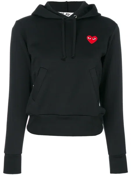 Bluza z kapturem Comme Des Garcons Play w serca czarna