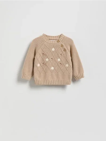 Reserved Sveter s výšivkou béžová