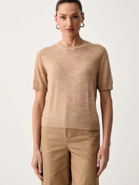United Colors of Benetton tričko vlněné béžové