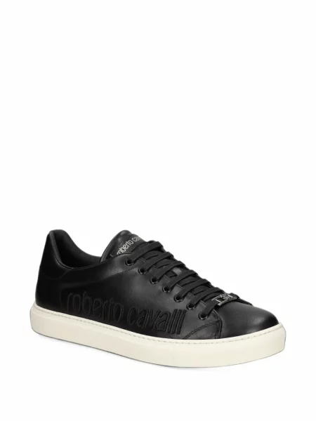 Bőr sneaker Roberto Cavalli autogrammal fekete