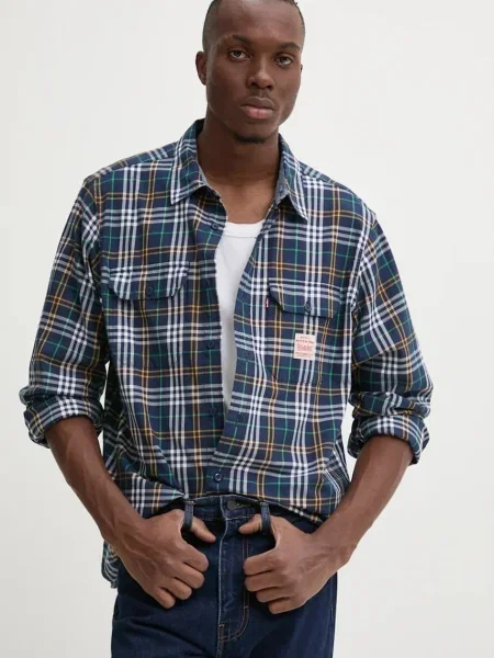 Риза Levi's мъжка със стандартна кройка с класическа яка тъмносиньо