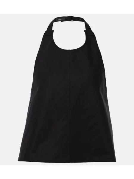 Top Wardrobe.nyc din țesătură twill cu gât halter negru