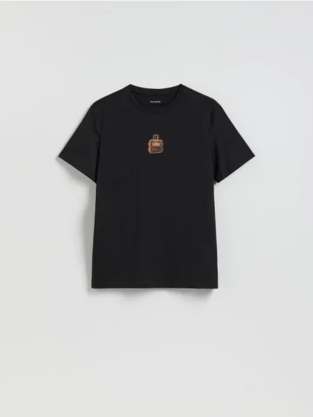 Reserved Tricou regular fit din mercerizat negru