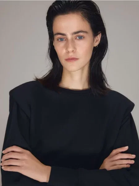 Reserved Світшот із декоративними складками на плечах чорний