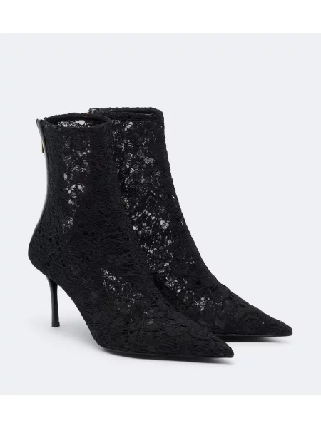 Cizme scurte Dolce&gabbana din dantelă negru
