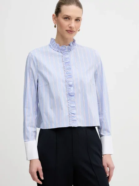 OUI cămașă cu guler stand-up regular albastru