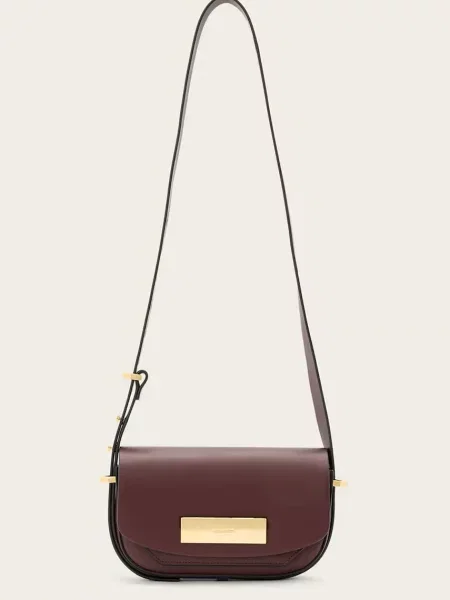 Кожена чанта AllSaints ETTA бордо