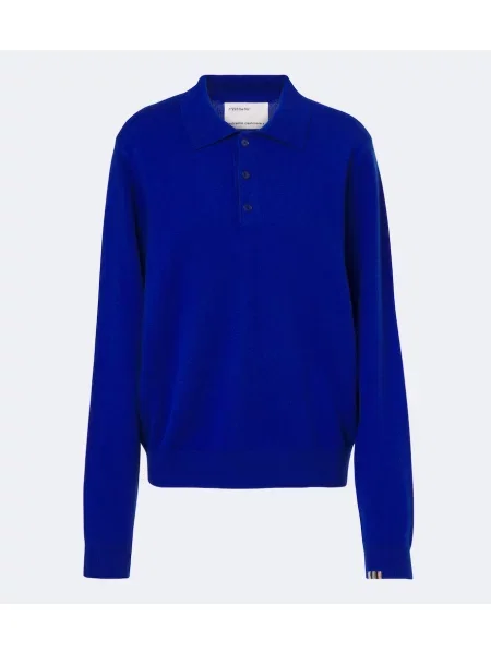 Tricou polo Extreme Cashmere din cașmir albastru