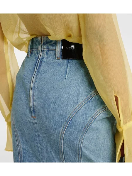 Fustă din denim Nina Ricci până la genunchi albastru