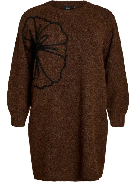 Zizzi Rochie tricotat CLARA maro negru