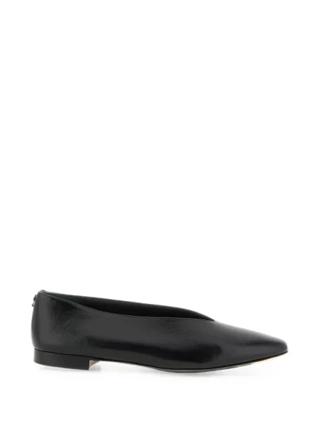 Balerini Jimmy Choo din piele cu decolteu în V negru
