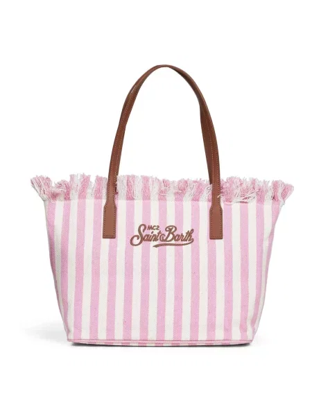Shopperka Mc2 Saint Barth z frędzli różowa