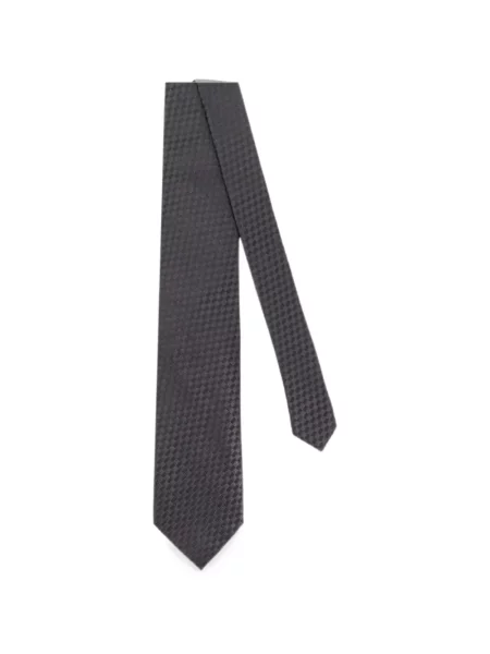 Cravată Tom Ford de mătase cu imprimeu geometric negru