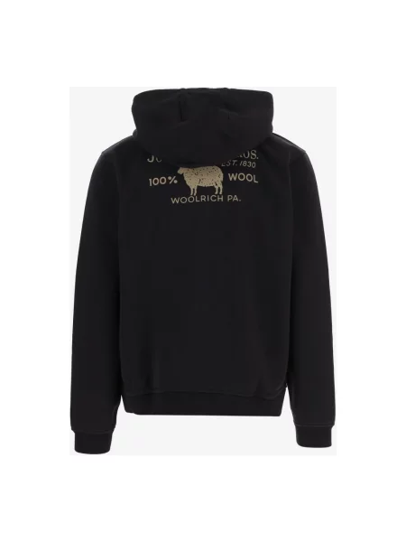 Bluza z kapturem Woolrich z kapturem z logo czarna