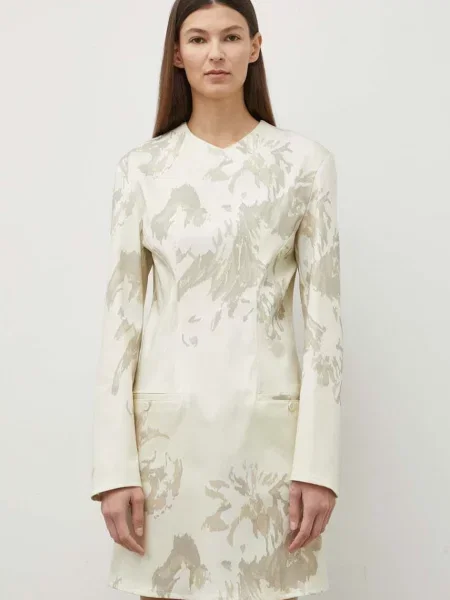 Remain sukienka mini rozkloszowana beżowy