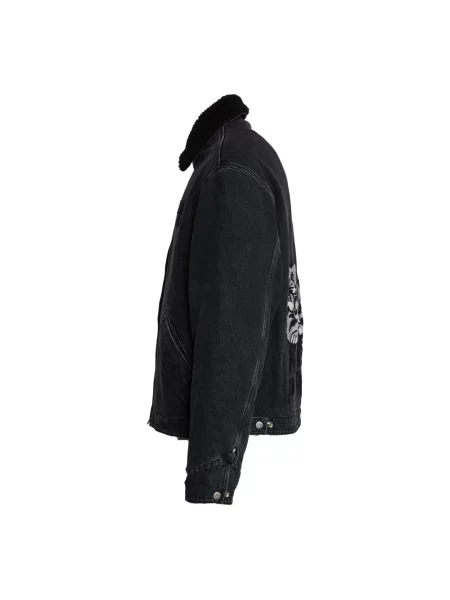 Kenzo kurtka jeansowa Happy Tiger Utility Fleece przejściowa czarny