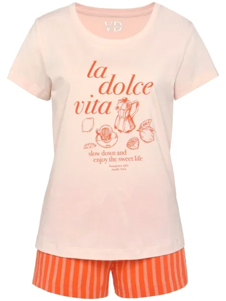 VIVANCE Pižama oranžna / svetlo roza