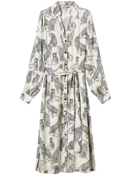 Rochie tip cămașă Twinset cu imagine până la genunchi de costum alb