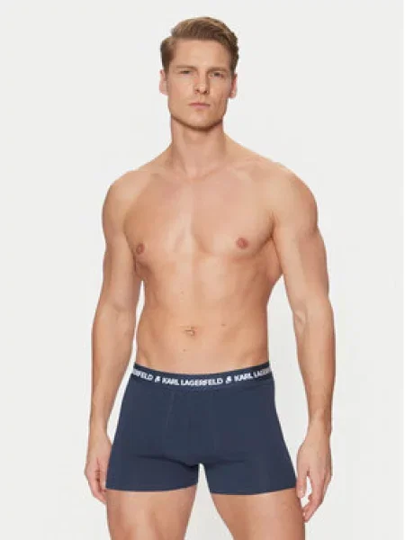 Boxerky KARL LAGERFELD Logo Trunk 3 páry black/white/navy bílé