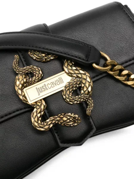 Clutch Just Cavalli με μοτίβο φίδι μαύρο