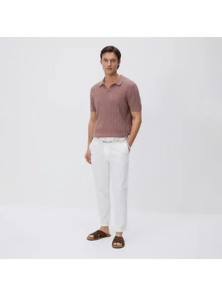 Reserved Slim fit kalhoty s krémová