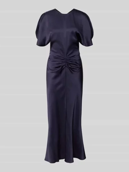 Sukienka midi z dodatkiem Victoria Beckham granatowa