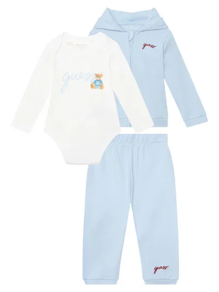 Guess Komplet bluza body i spodnie dresowe jasny niebieski