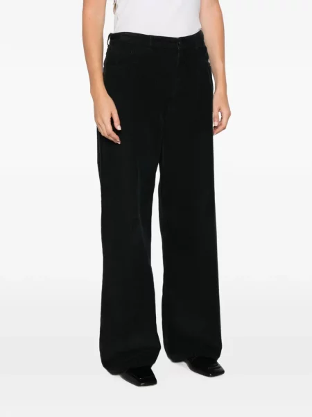 Pantaloni The Row de catifea cord negru