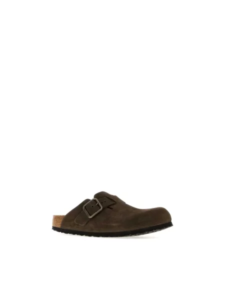 Birkenstock Boston WB LENB klapki mules nubukowe brązowe