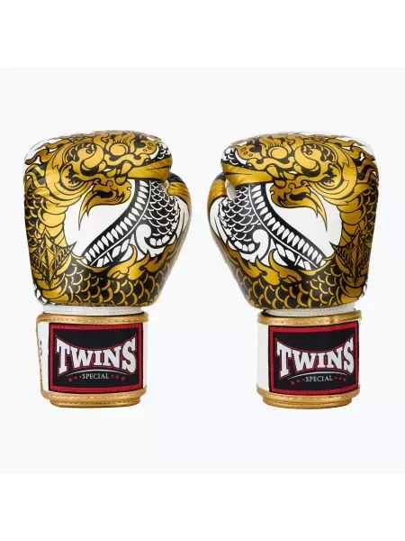 Rękawice bokserskie Twins Special Fancy white/gold białe