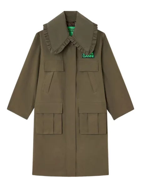 Palton Ganni cu volane verde