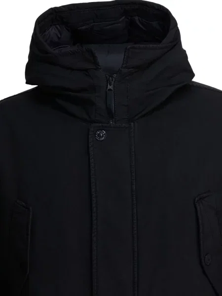 Palton Stone Island cu glugă cu strasuri negru