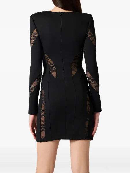 Rochie maxi Philipp Plein din dantelă lungă de costum negru