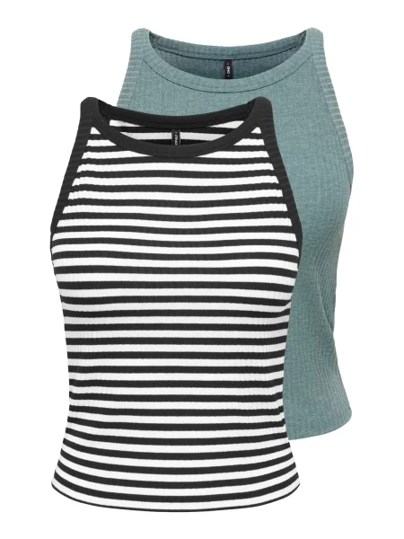 ONLY Top ONLEMMA verde pastel / negru alb