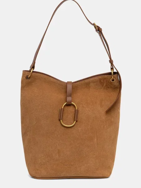 Geanta hobo Twinset din piele maro